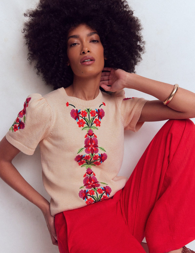 Monica Pointelle T-Shirt-Ivory 3