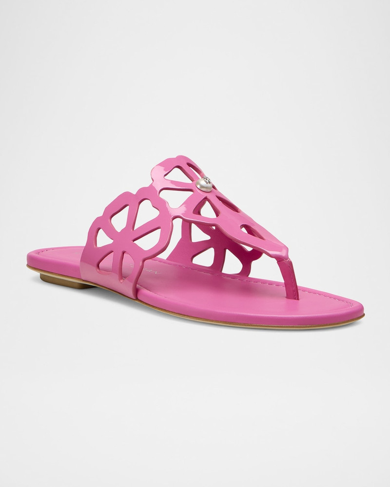 Stuart Weitzman Jasmine Patent Cutout Thong Sandals outlook