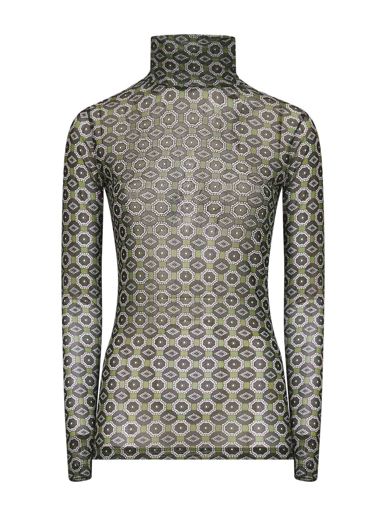 Green Mini Tie print mesh top - 2