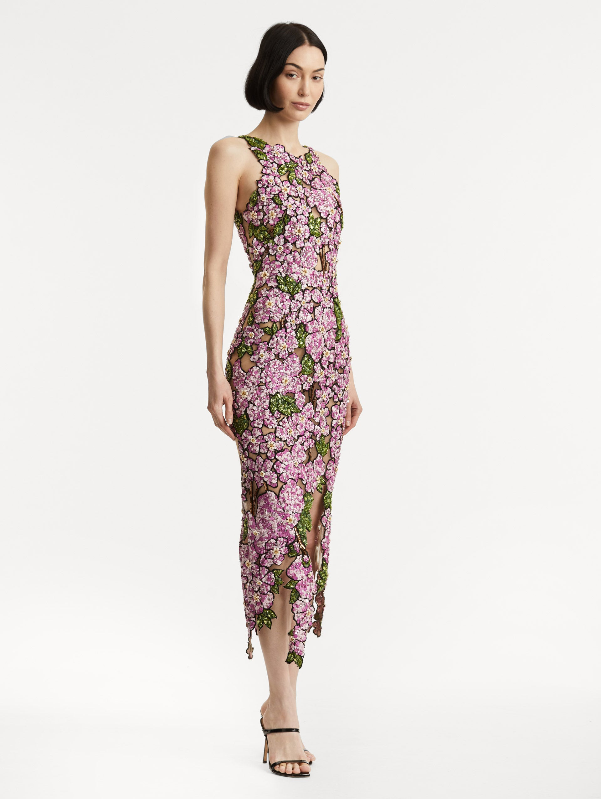 MOSAIC SEQUIN FLORAL EMBROIDERED DRESS - 4