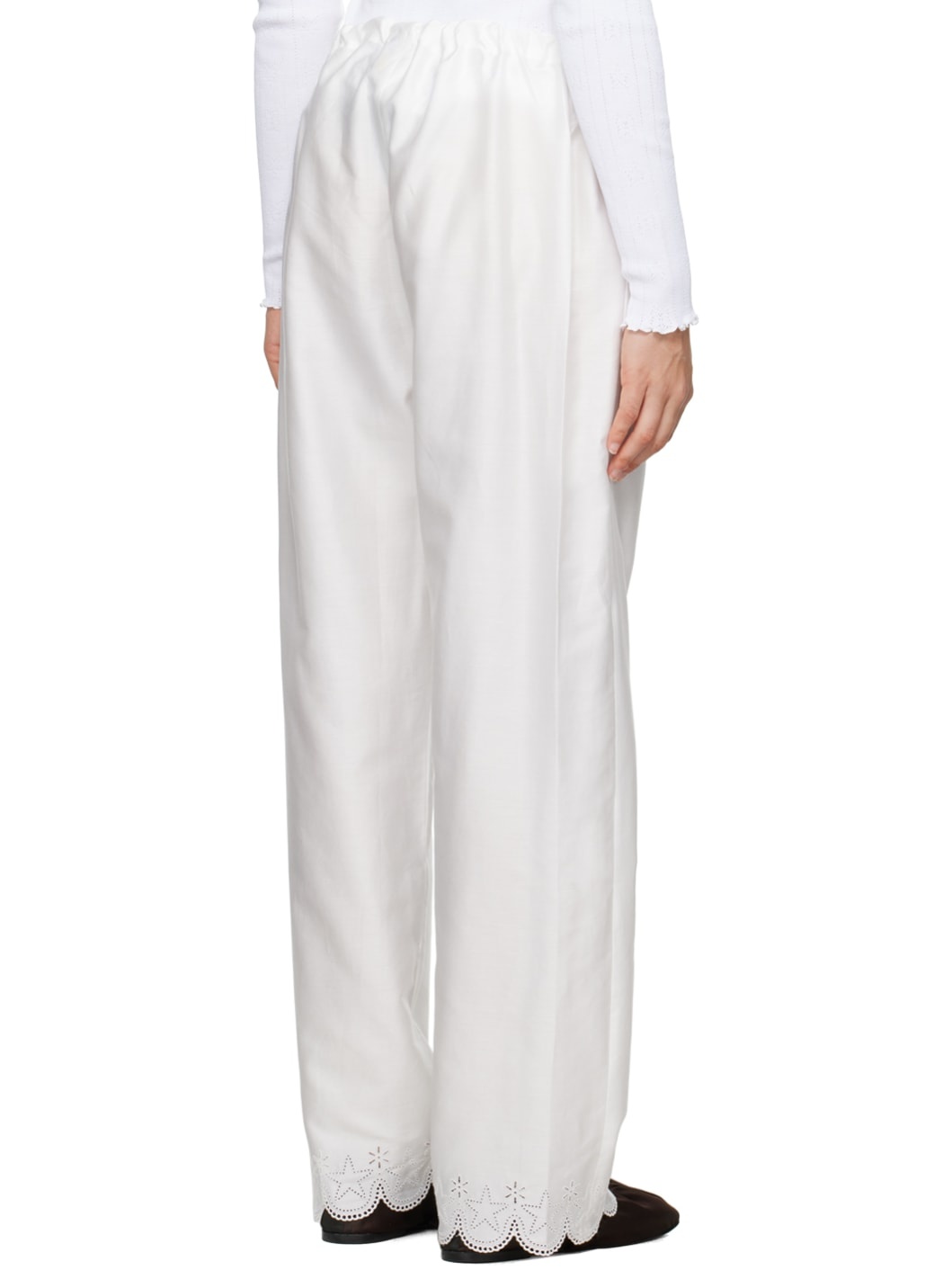 White Two-Pocket Lounge Pants - 3