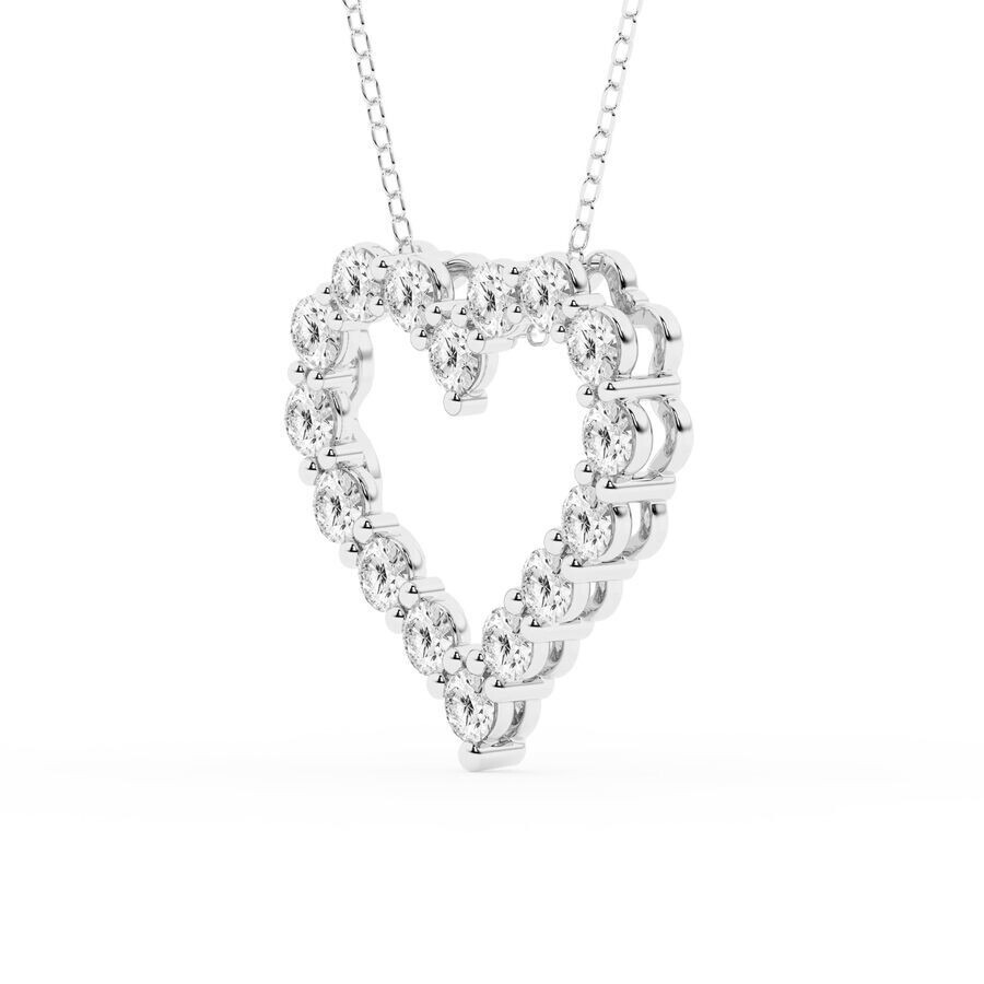 Brilliant Diamond - Brilliant Diamond 2 Carat Round Lab Grown Diamond Heart Pendant in Sterling Silver, 18 Inches Cable  - 2