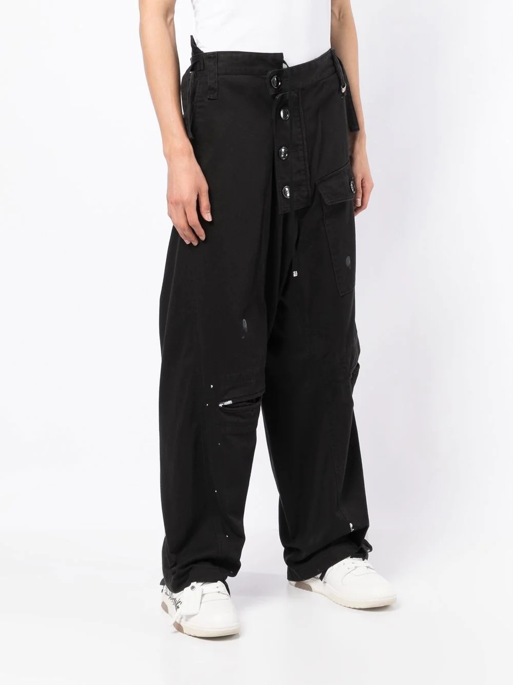 asymmetrical straight-leg cargo trousers - 3