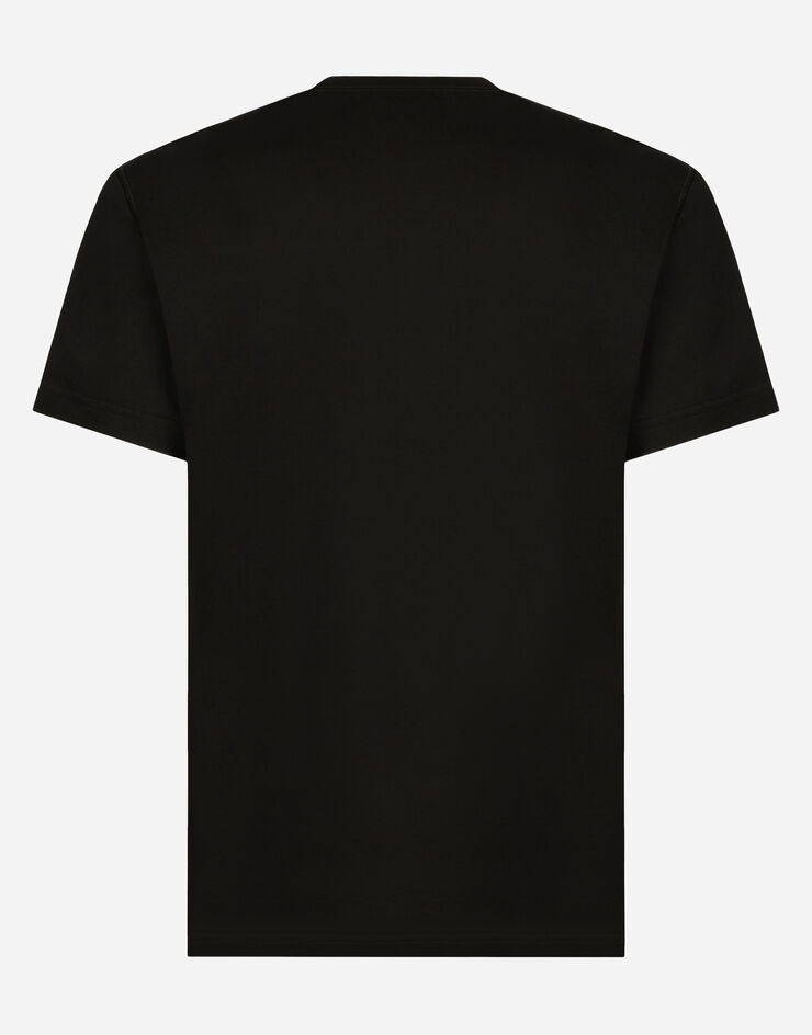 Cotton V-neck T-shirt with branded tag - 2