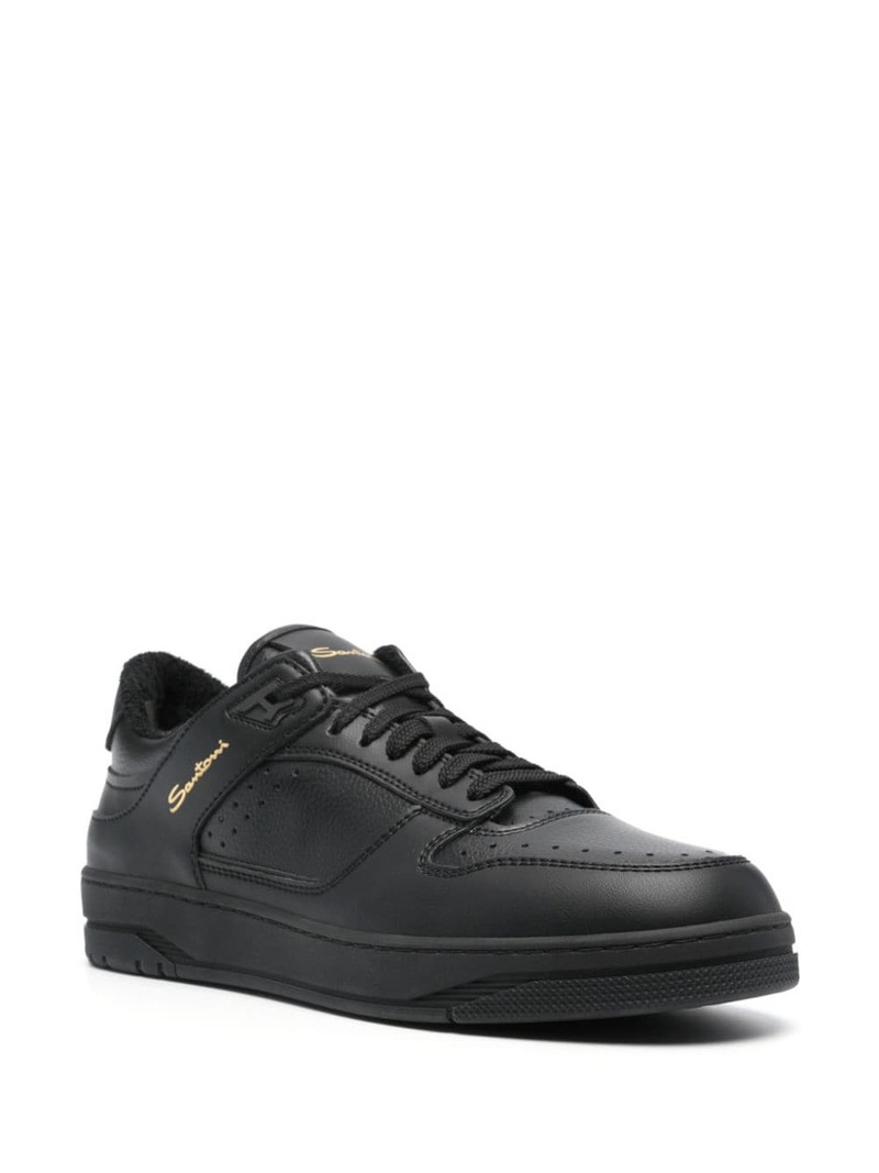 Santoni logo-print leather sneakers outlook