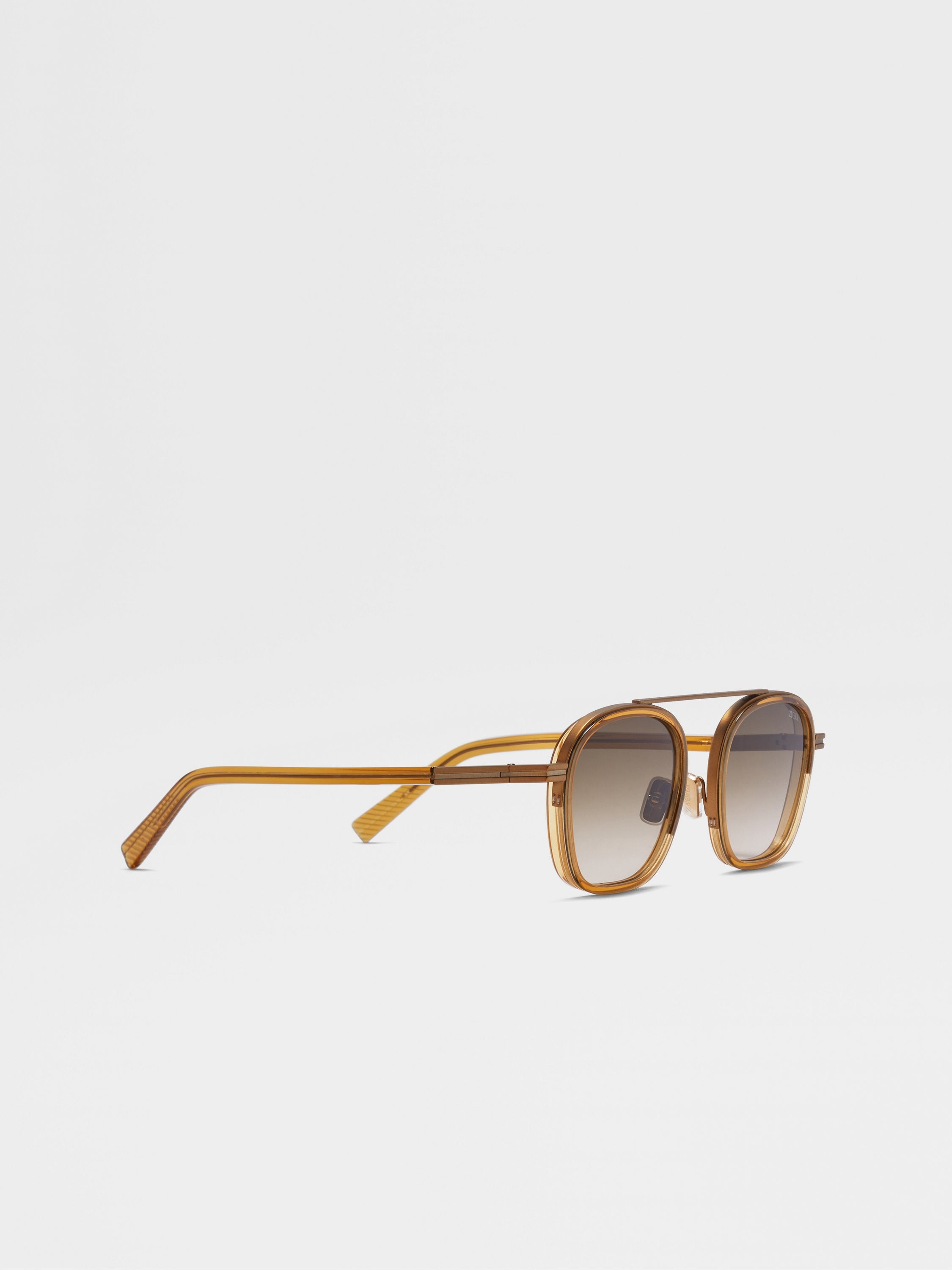 TRANSPARENT GOLDEN SYRUP ORIZZONTE I ACETATE AND METAL SUNGLASSES - 3