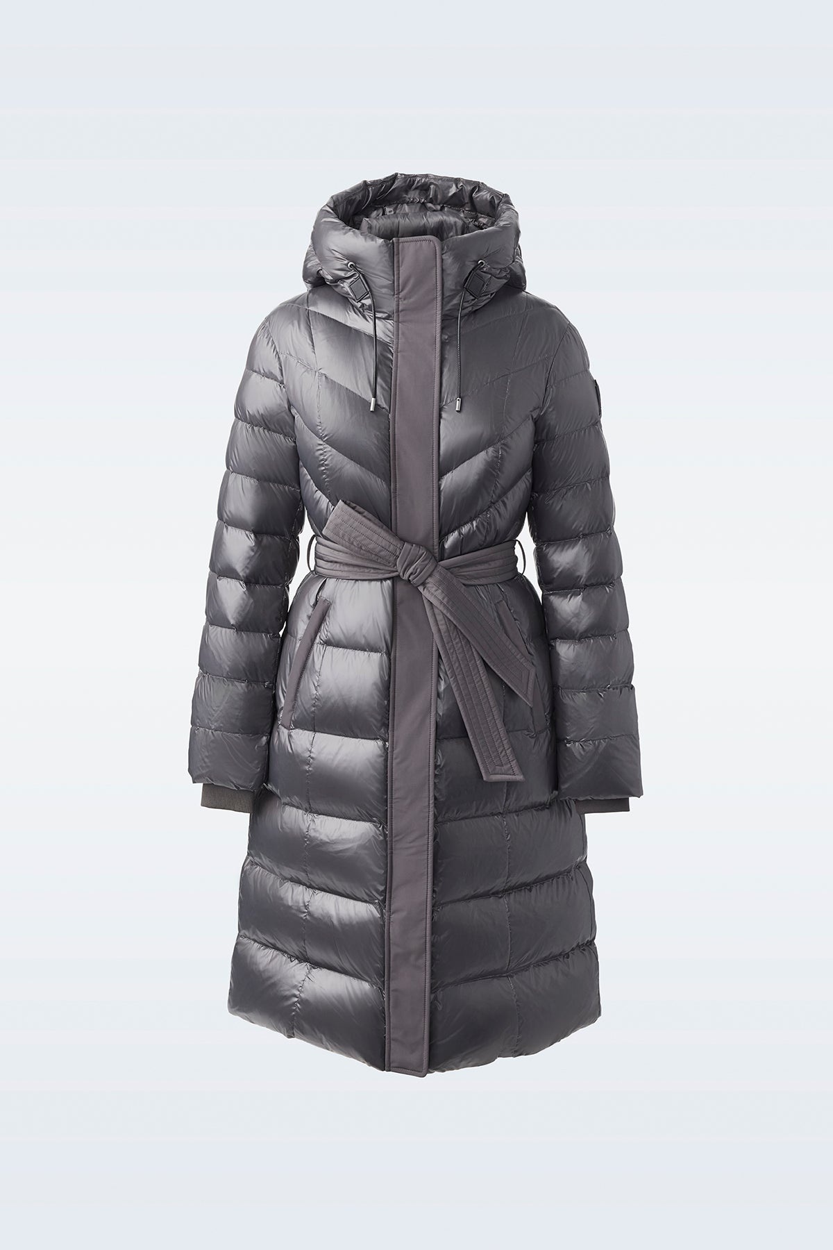 CORALIA down coat with hood and sash belt - 1
