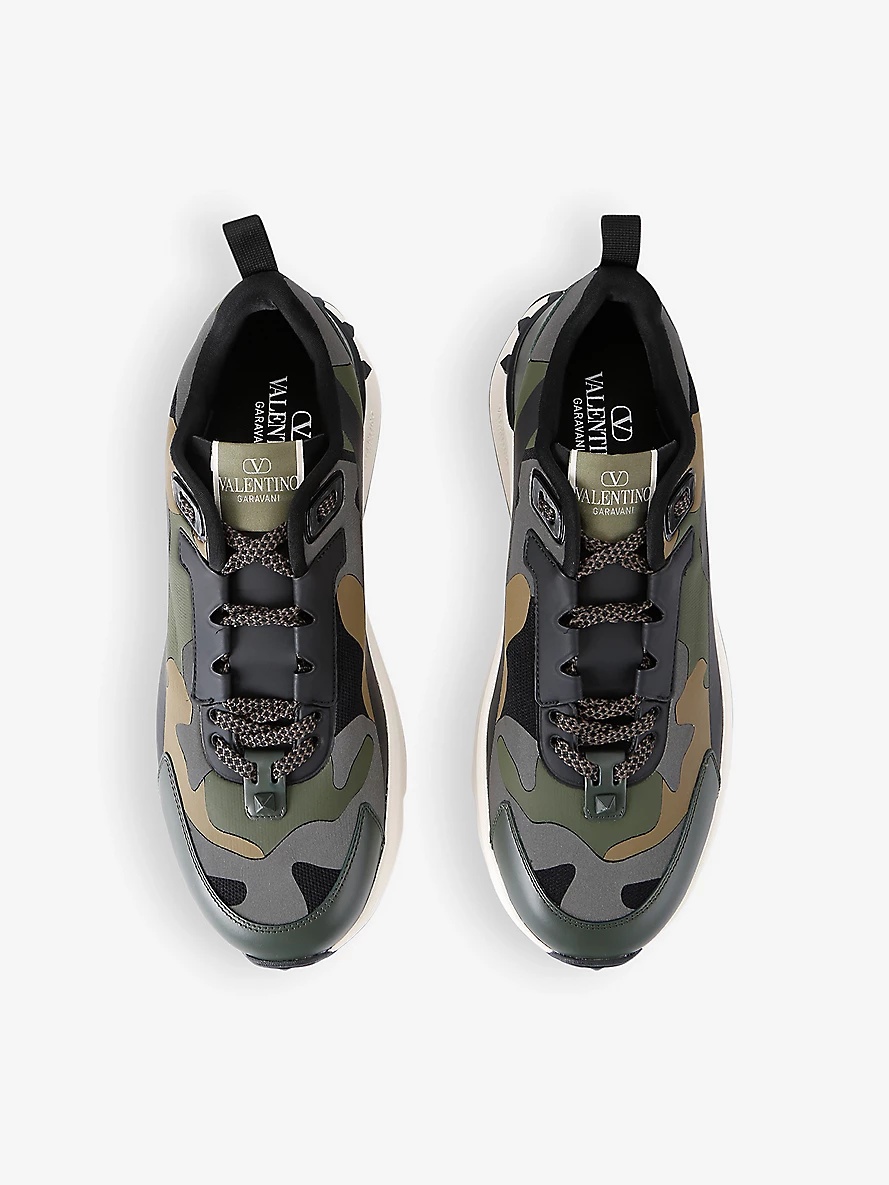 True Act brand-print camo mesh low-top trainers - 2