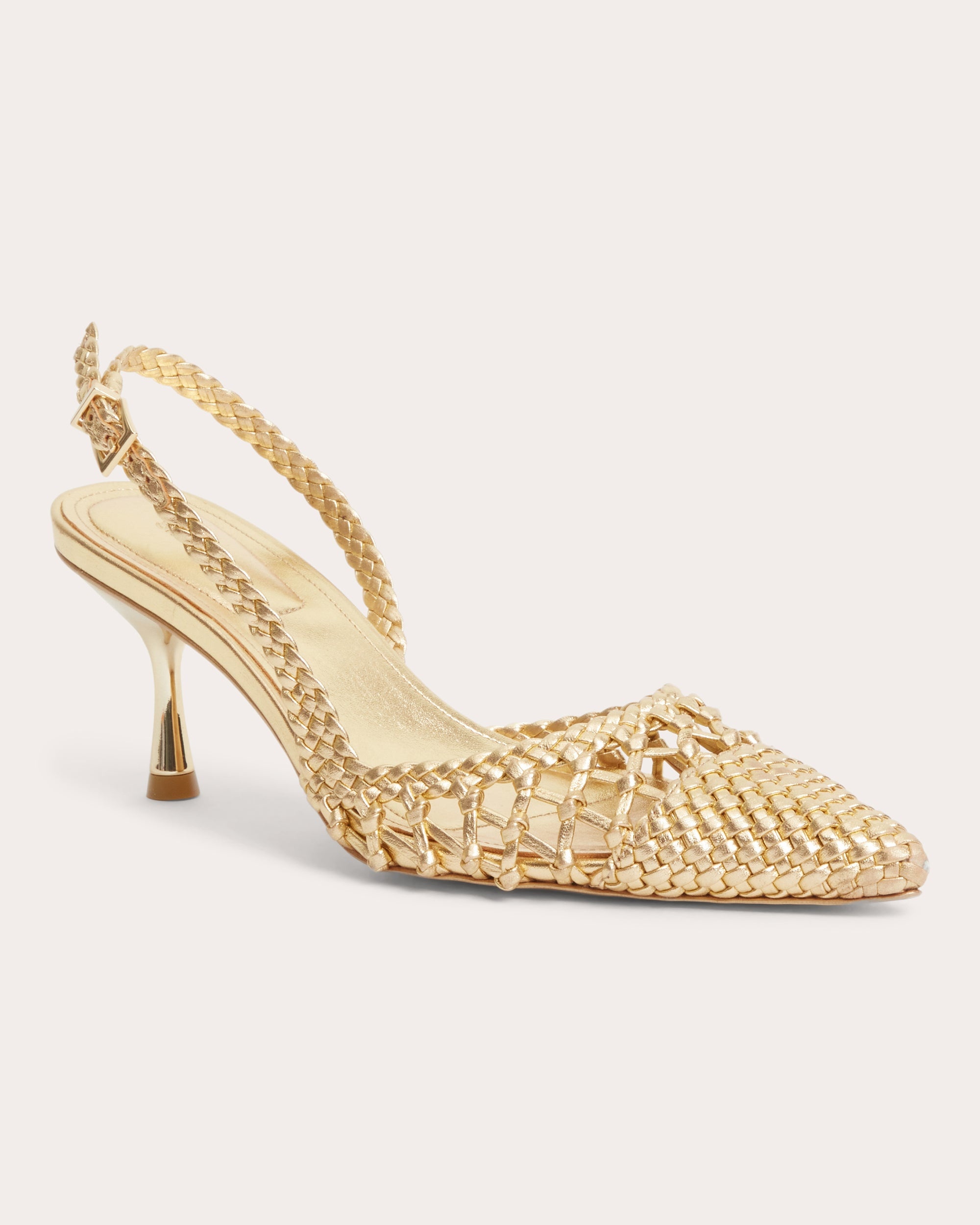 Dylan Woven Metallic Leather Slingback Heel - 2