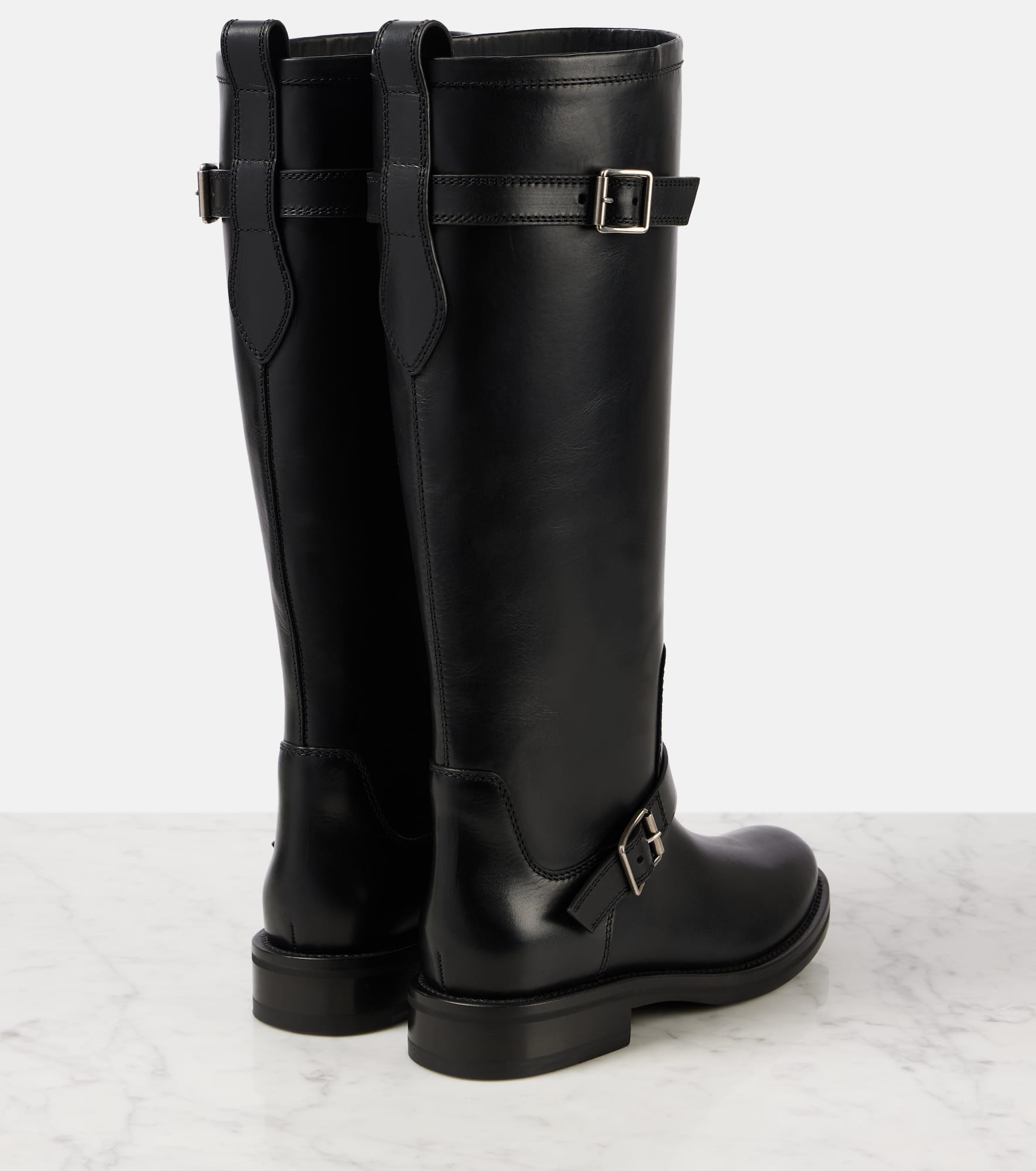 River leather knee-high biker boots - 2