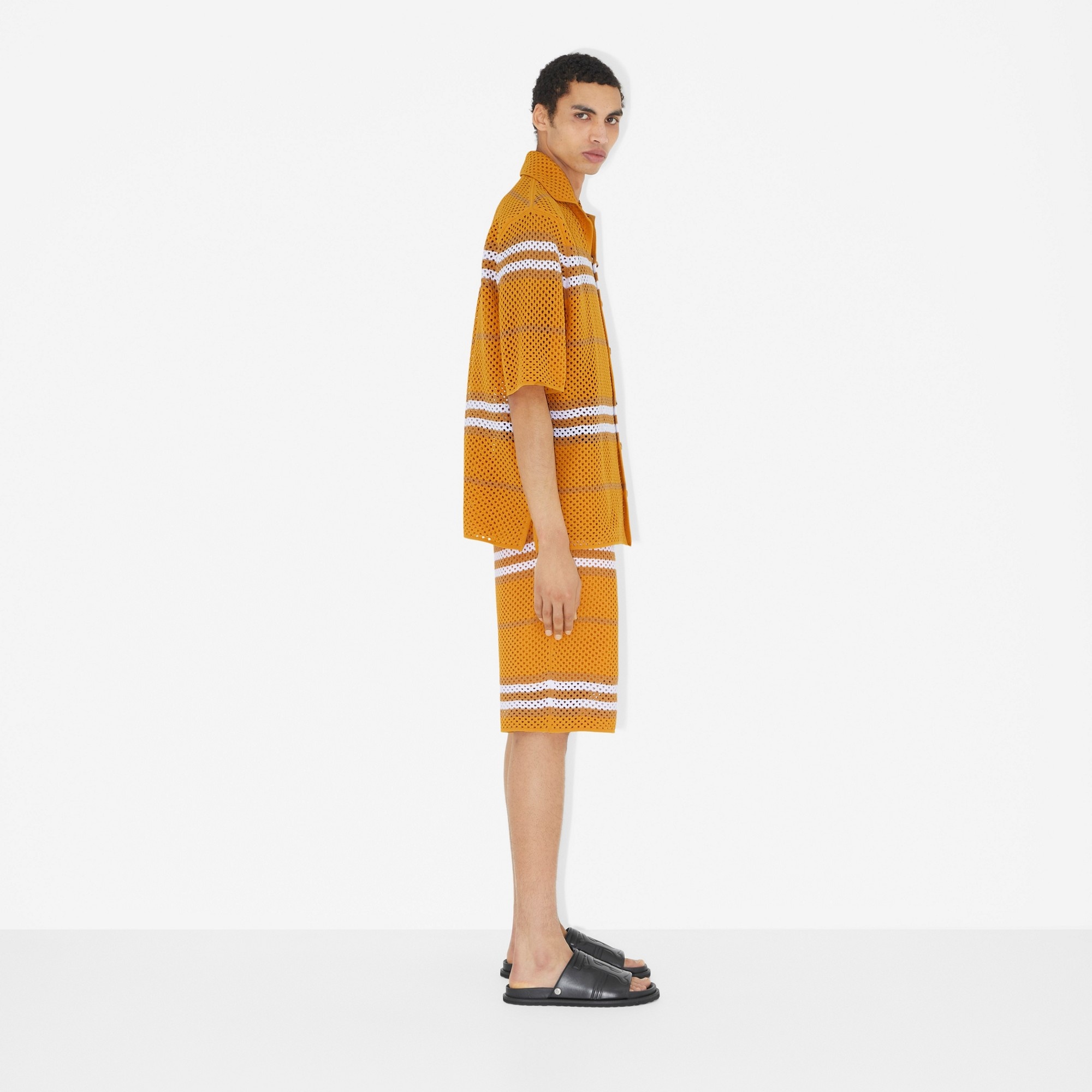 Icon Stripe Pointelle Knit Oversized Shirt - 3