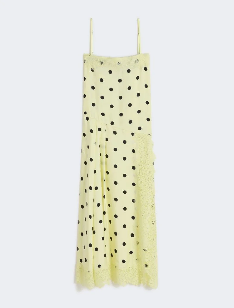 Lace-detail long dress - lemon - 1