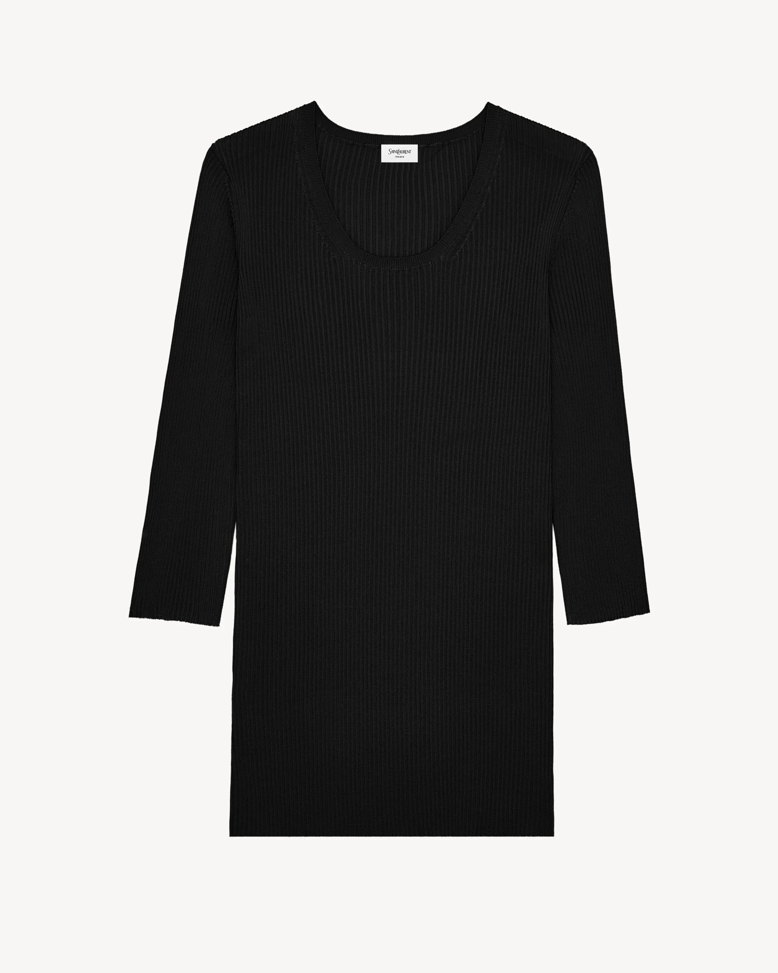 LONG SWEATER IN RIBBED KNIT - 1