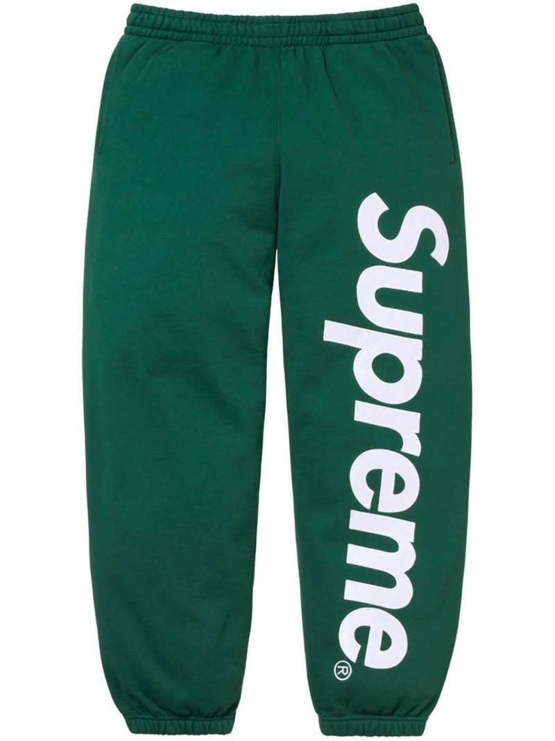 satin-appliqué cotton track pants - 1