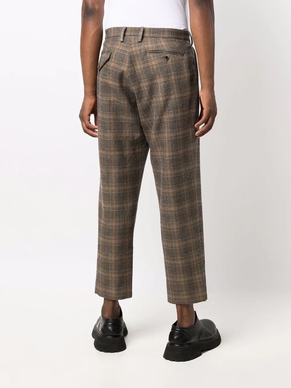 cropped plaid wool trousers - 4