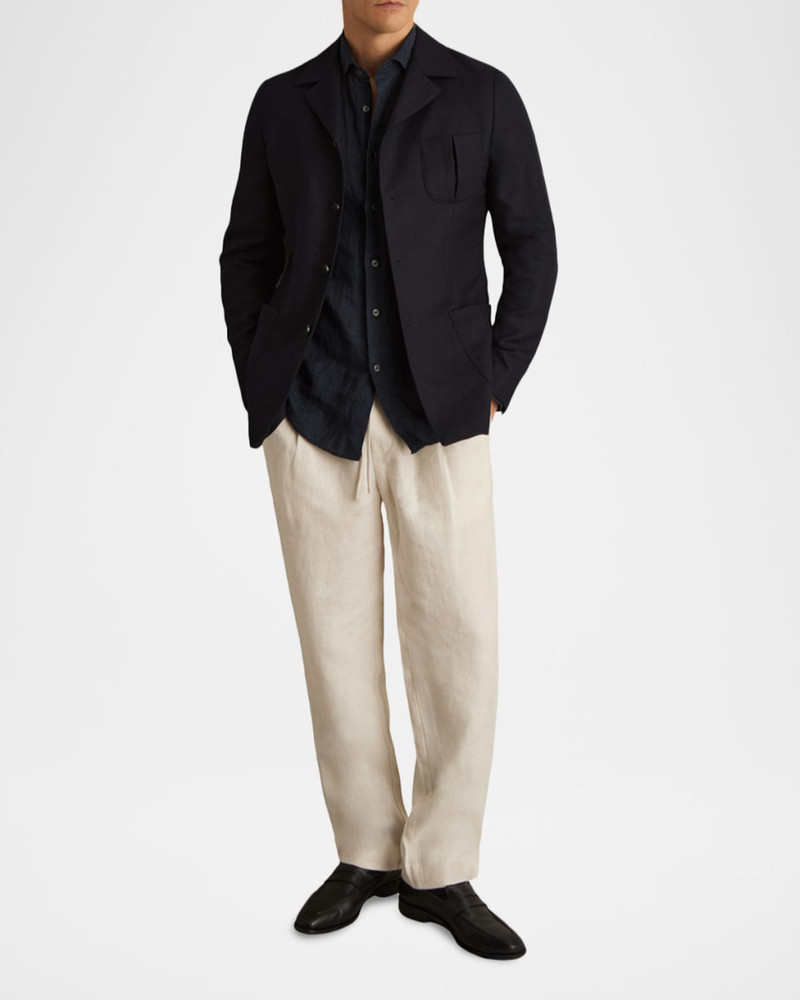 REISS Men's Wool-Blend Slim-Fit Navy Jacket outlook