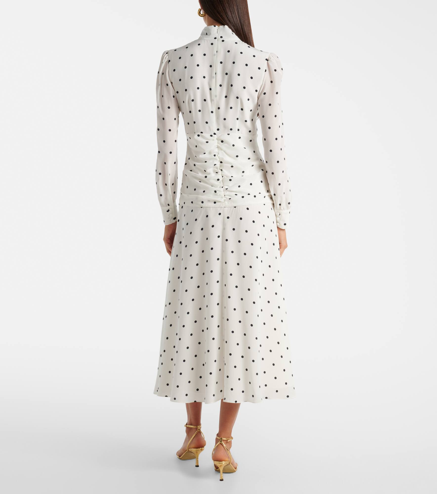 Polka-dot silk midi dress - 3