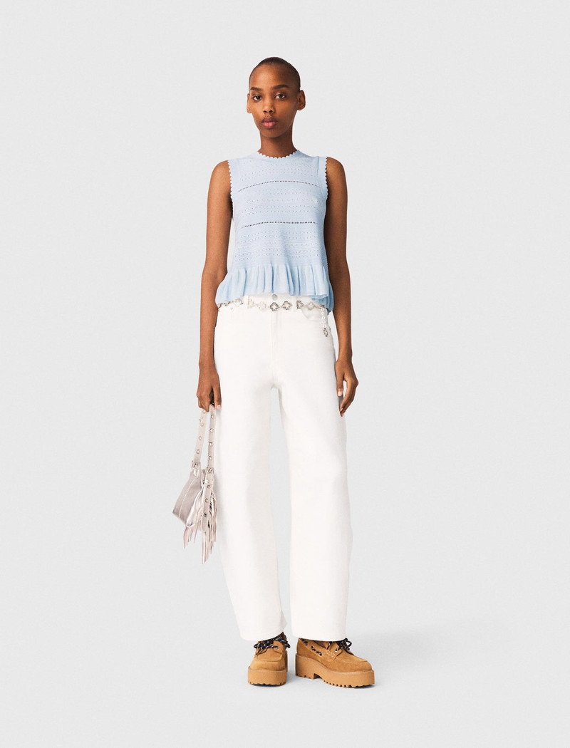 maje Ruffled knit top outlook