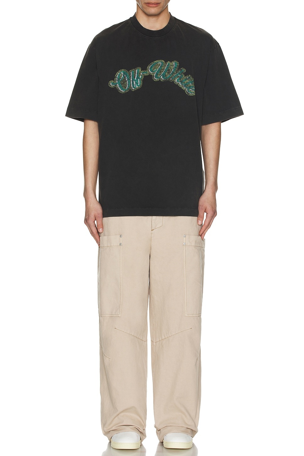 Tシャツ・カットソー Off-White OMAA120S24JER013 GREEN BACCHUS SKATE S/S T-shirt Off White Green Bacchus Skate T-Shirt L Black