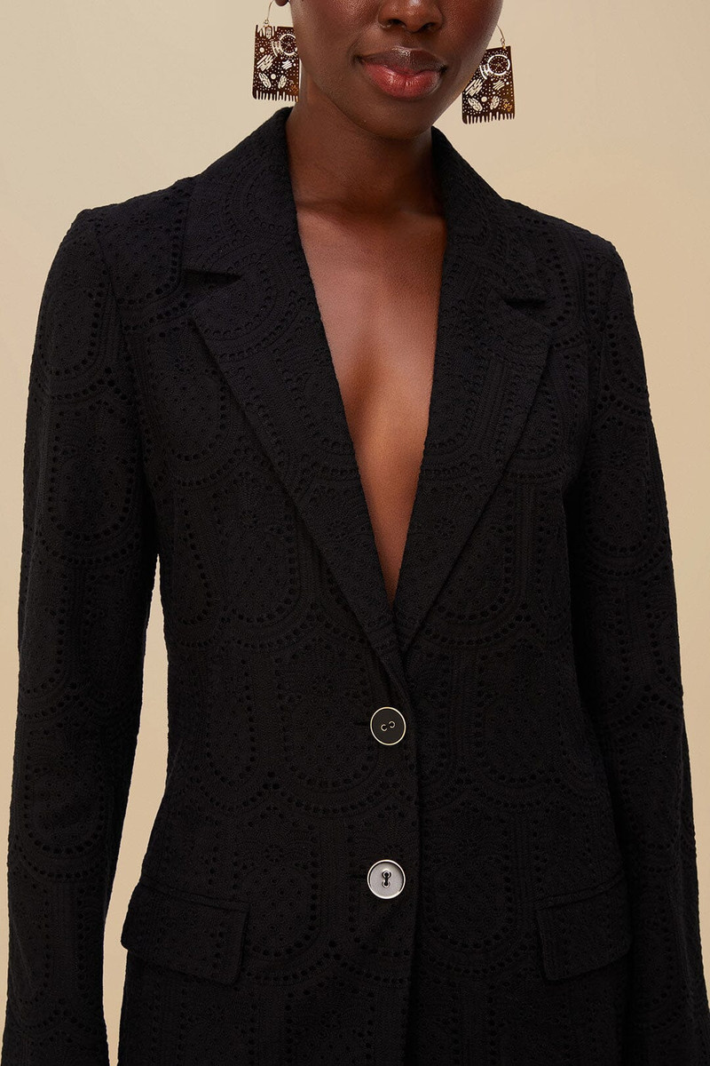 FARM RIO Black Eyelet Blazer outlook