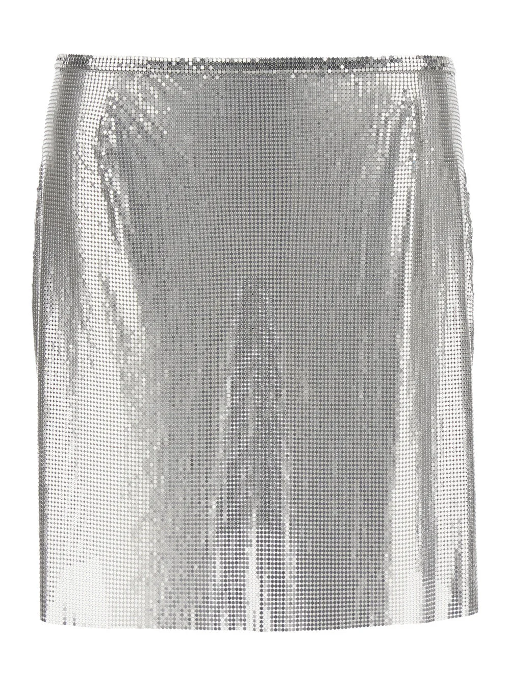 Rabanne Women Metallic Miniskirt With High Waist And Chainmail Detail In Tech Fabric Woman - 1