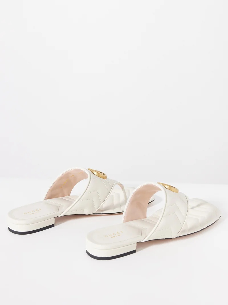 サンダル・ミュール GUCCI Ivory Leather Sandals GUCCI GG-Marmont matelassé-leather sandals | matchesfashion
