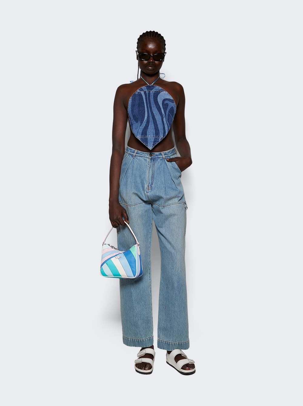 Denim Crop Top Blue Medio - 2