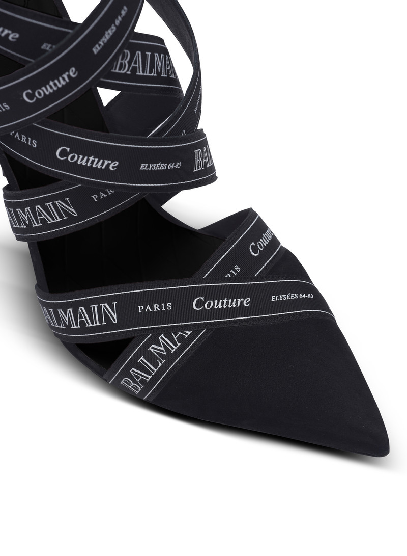 Couture suede heels with Balmain ribbon motif 5