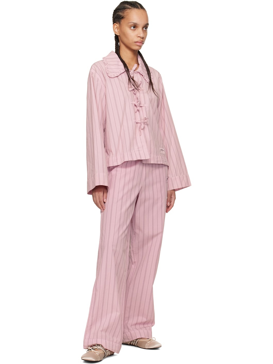 Pink Stripe Cotton Pyjama Shirt - 4