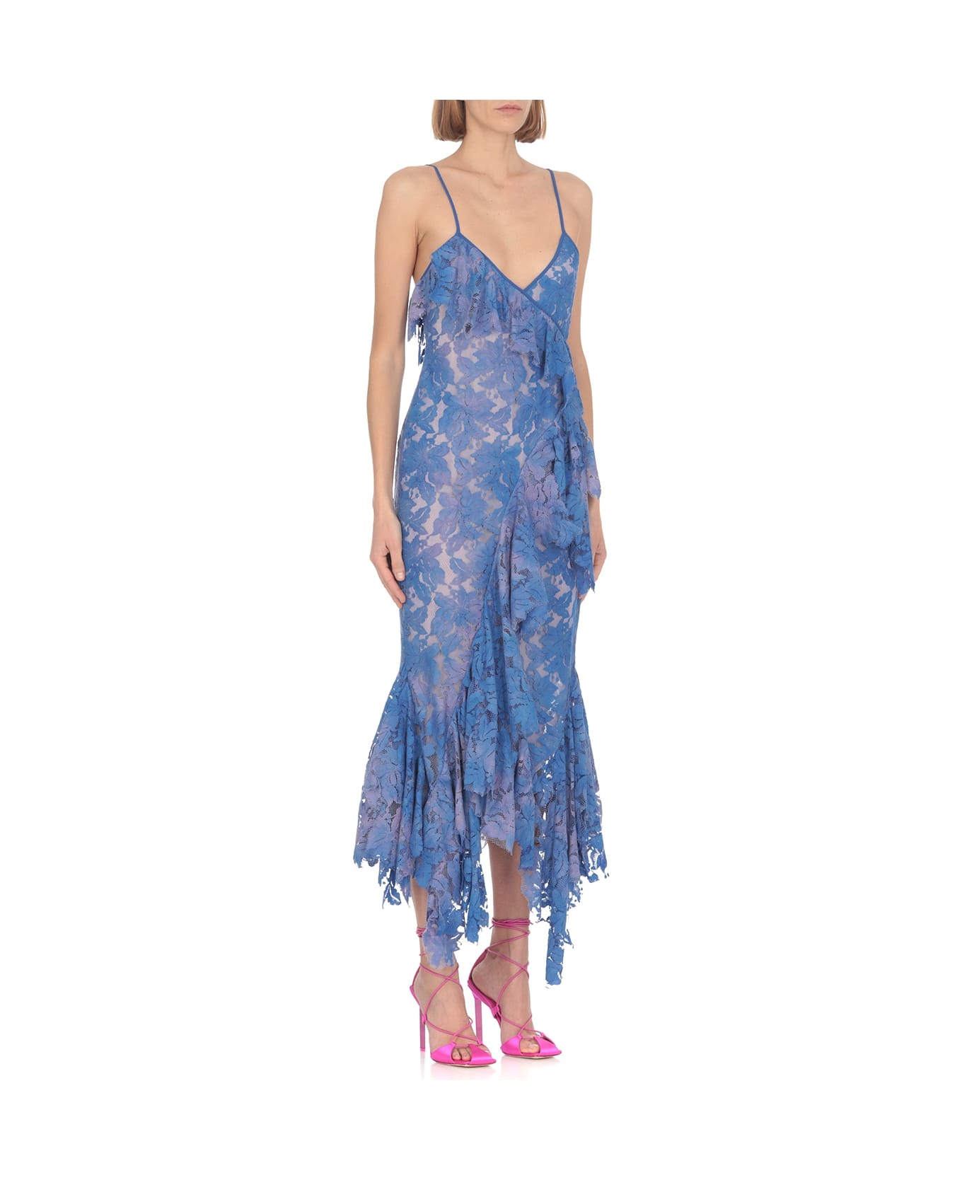 【ATTICO】''THELMA'' VIOLET AND DUSTY BLUE LONG DRESS Thelma'' violet and dusty blue long dress for Women | THE