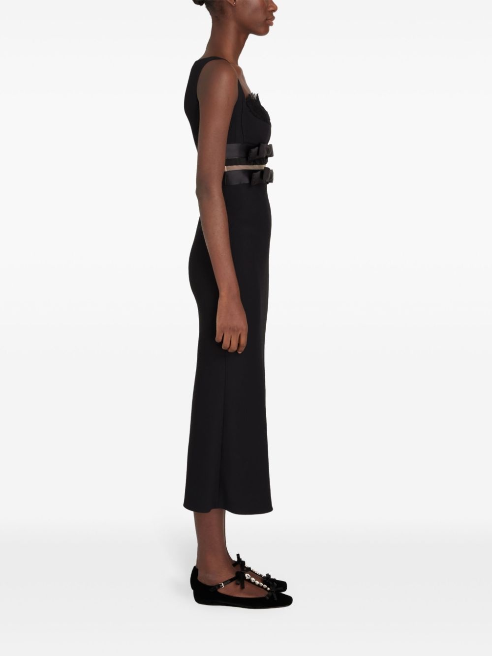 bow-detail crepe midi dress - 3
