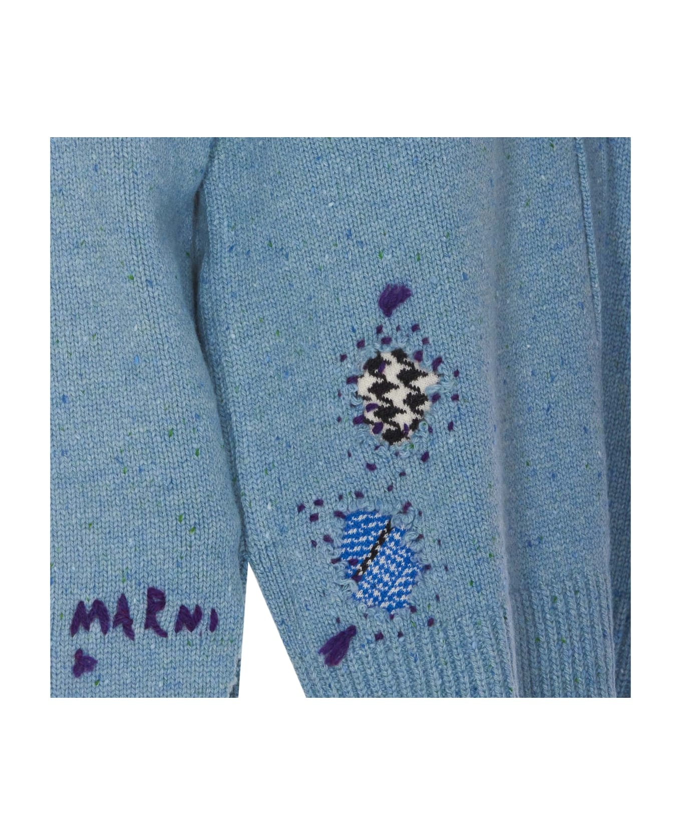 Logo Cardigan With Marni Mending Patches - 3