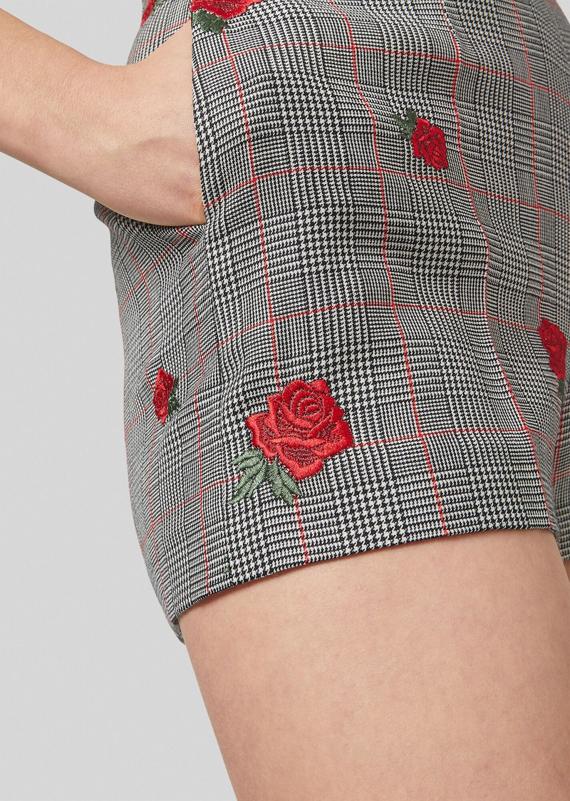 Embroidered Roses Wool Shorts 5