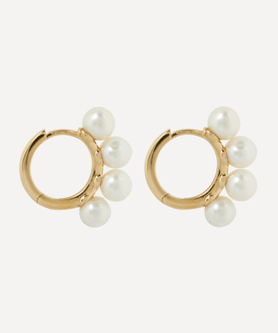 MATEO 14ct Gold Four Point Pearl Hoop Earrings outlook