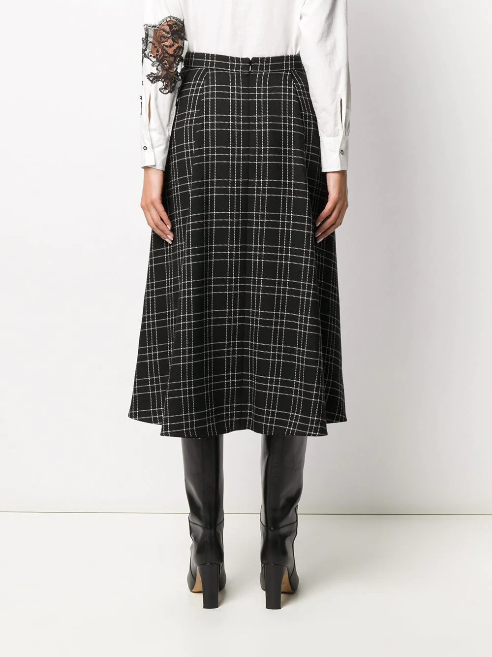 checked A-line skirt - 4