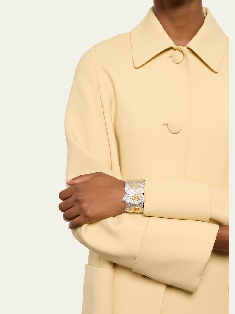 Buccellati Silver and 18k Yellow Gold Gardenia Blossoms Bracelet With Diamonds outlook