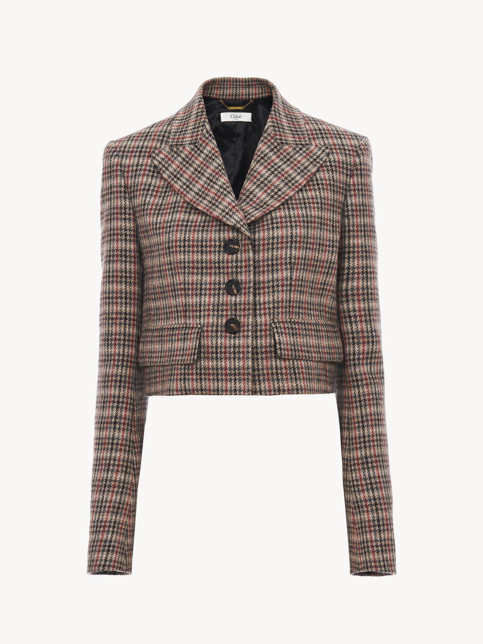 CROPPED SPENCER JACKET IN HOUNDSTOOTH WOOL - 2