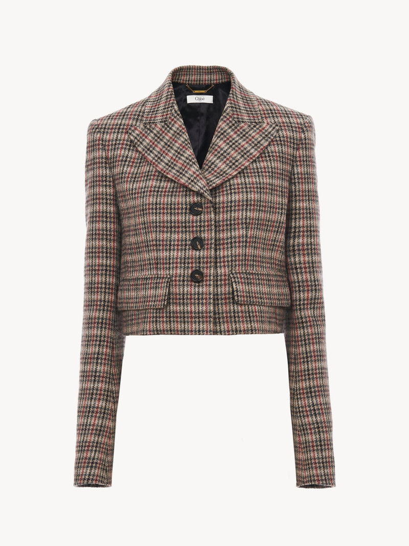Chloé CROPPED SPENCER JACKET IN HOUNDSTOOTH WOOL outlook