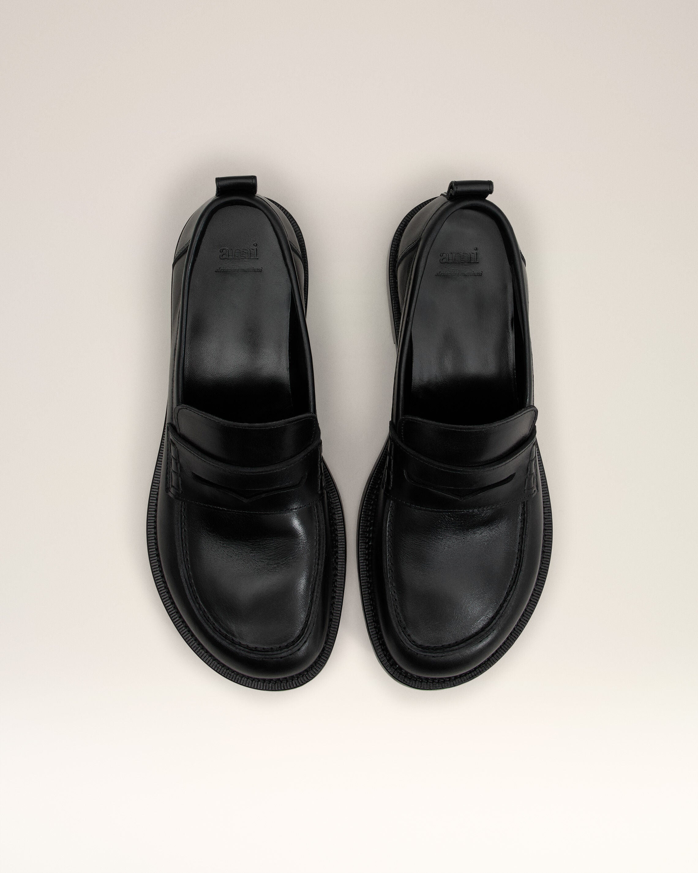 BLACK LEATHER ANATOMICAL TOE LOAFERS - 5