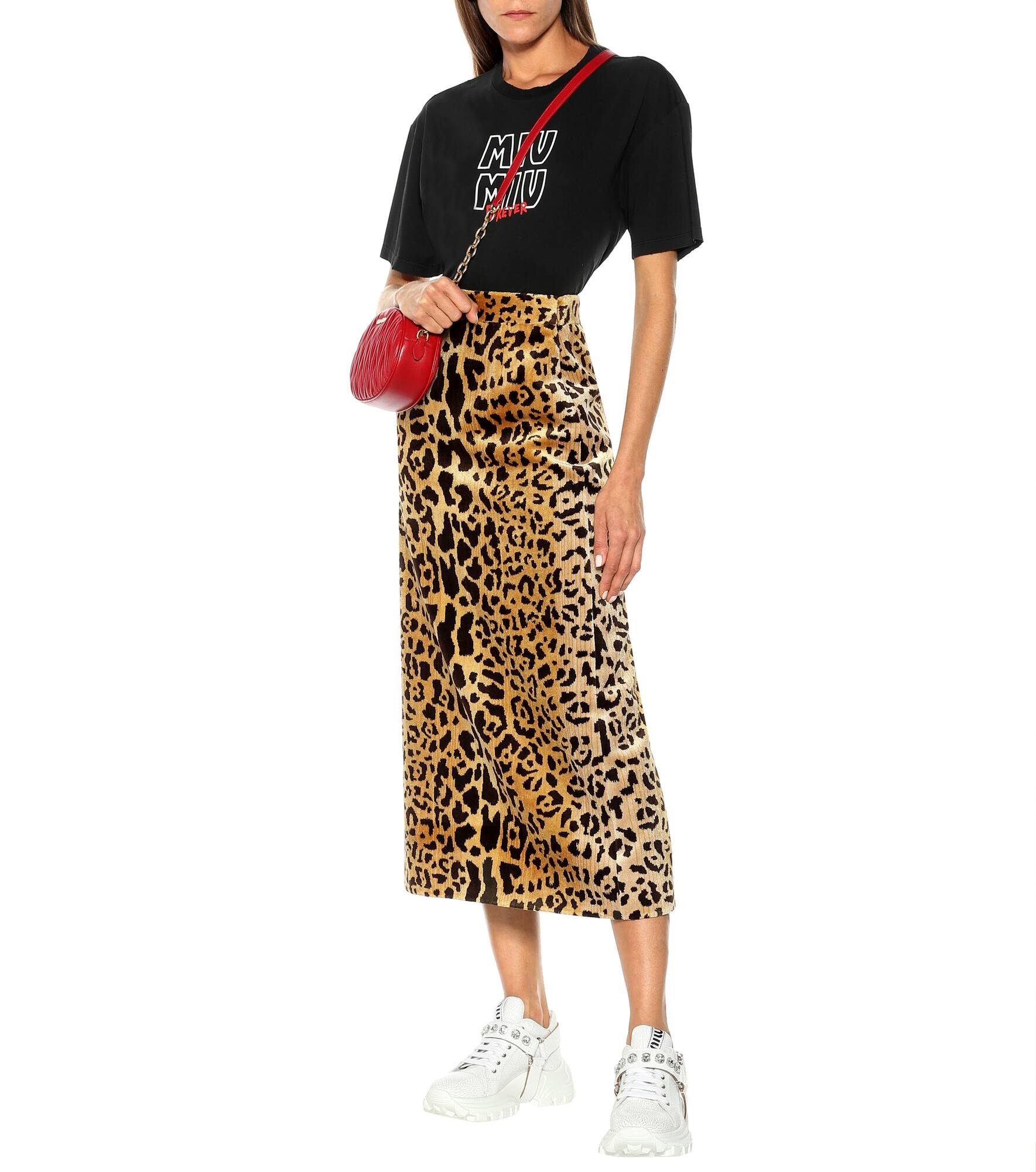 Leopard-print velvet midi skirt - 2