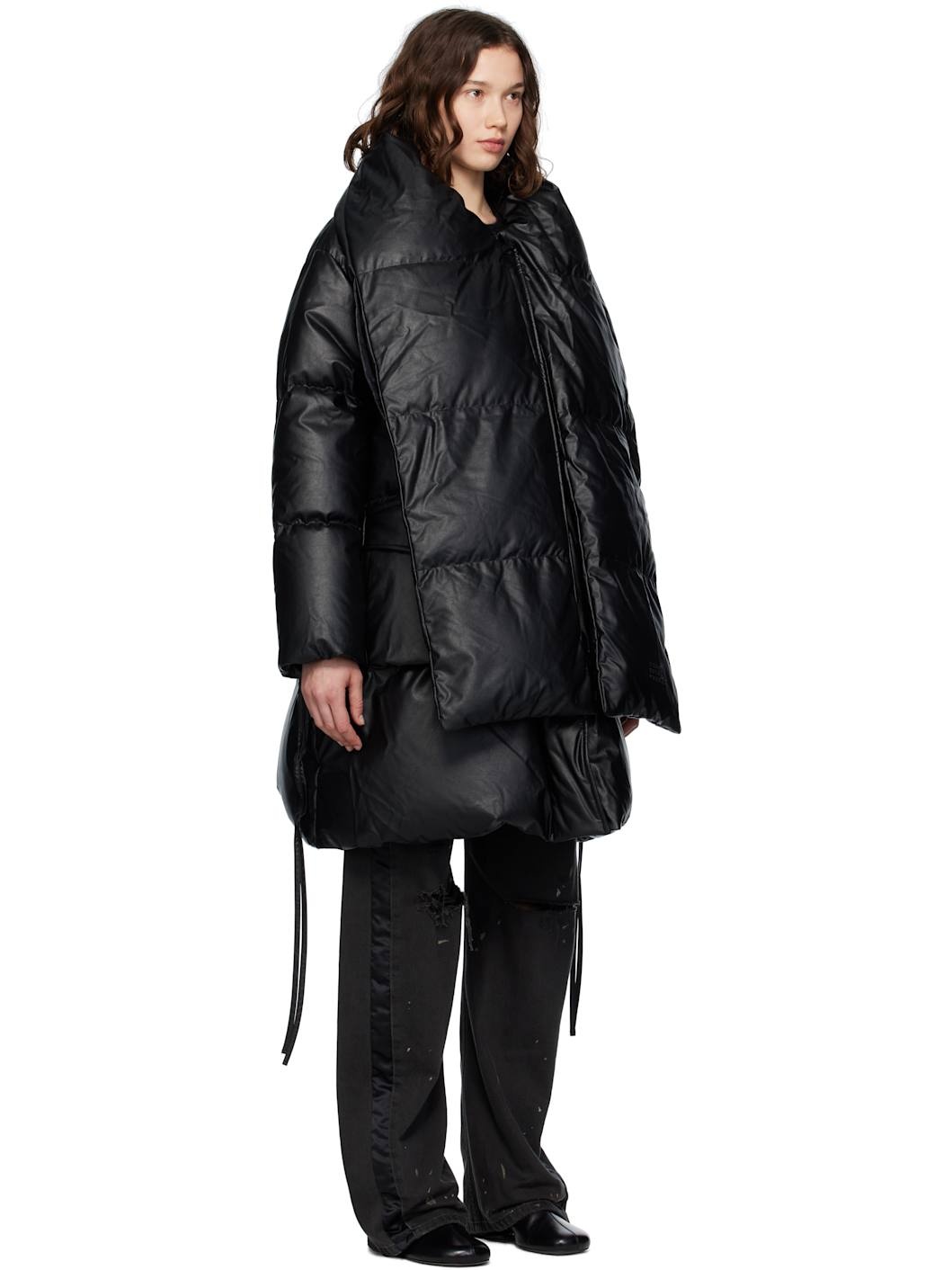 Black Light Faux-Leather Down Jacket - 2