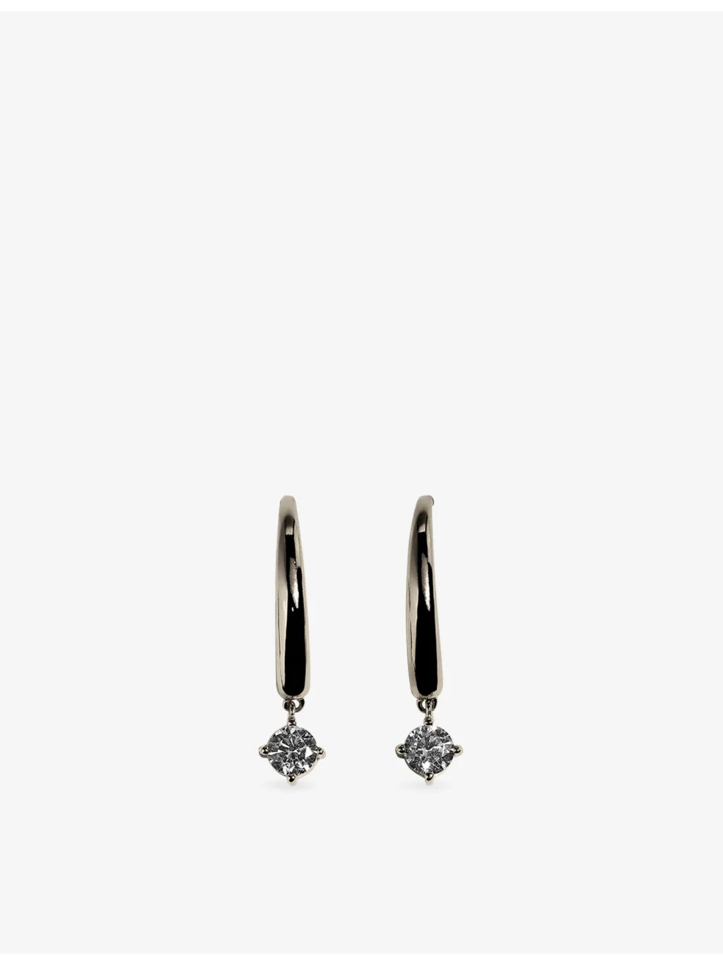 Crystal Charm Sterling-Silver Hook Hoop Earrings - 1