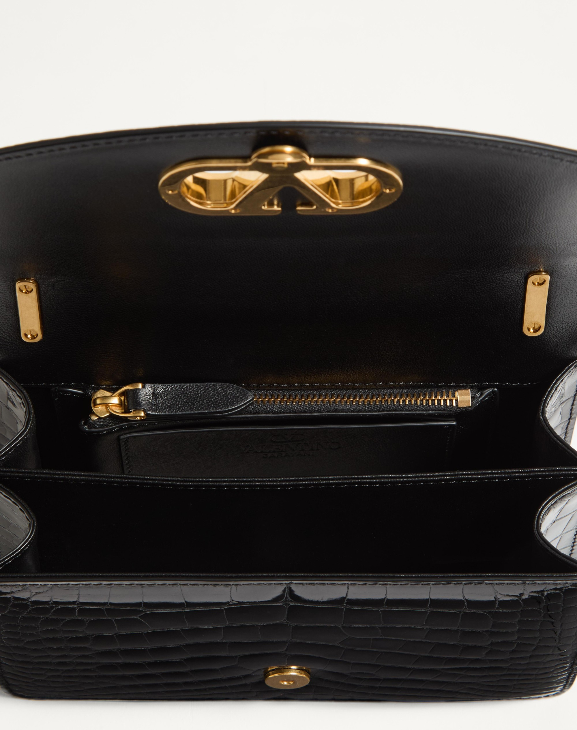 VALENTINO GARAVANI VAIN SMALL SHOULDER BAG IN CROCODILE LEATHER - 6