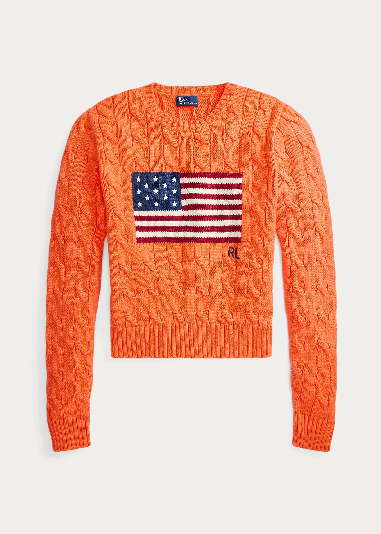 Flag Cable-Knit Cotton Cropped Sweater - 1