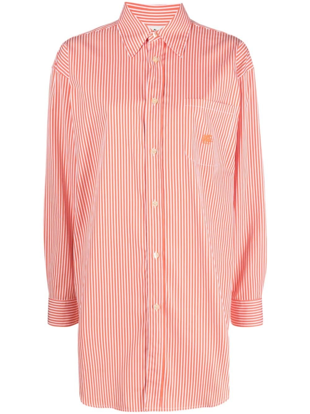 striped logo-embroidered cotton shirt - 1