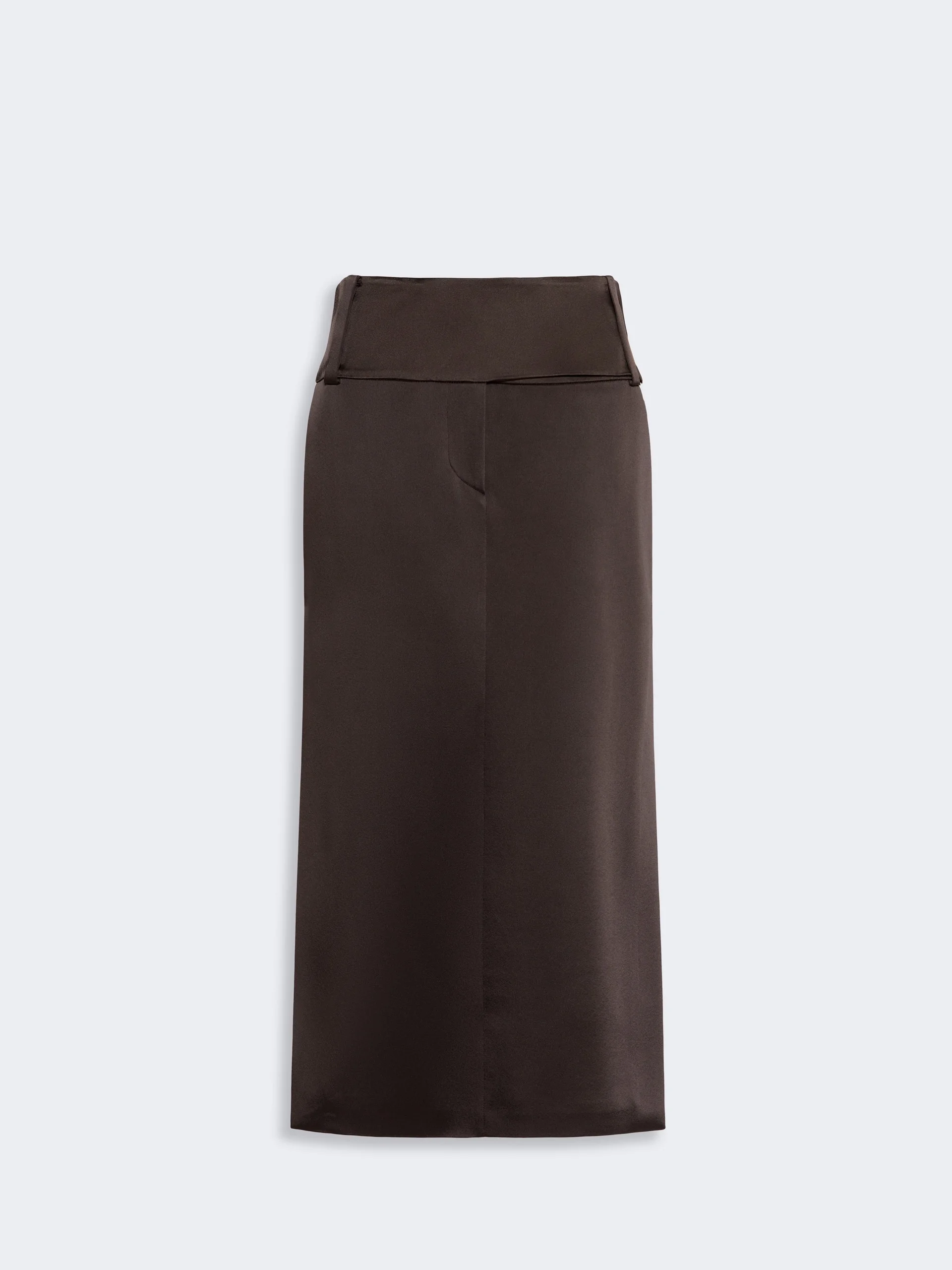 OBLARE Straight-fit long satin skirt - CHOCOLATE - 1