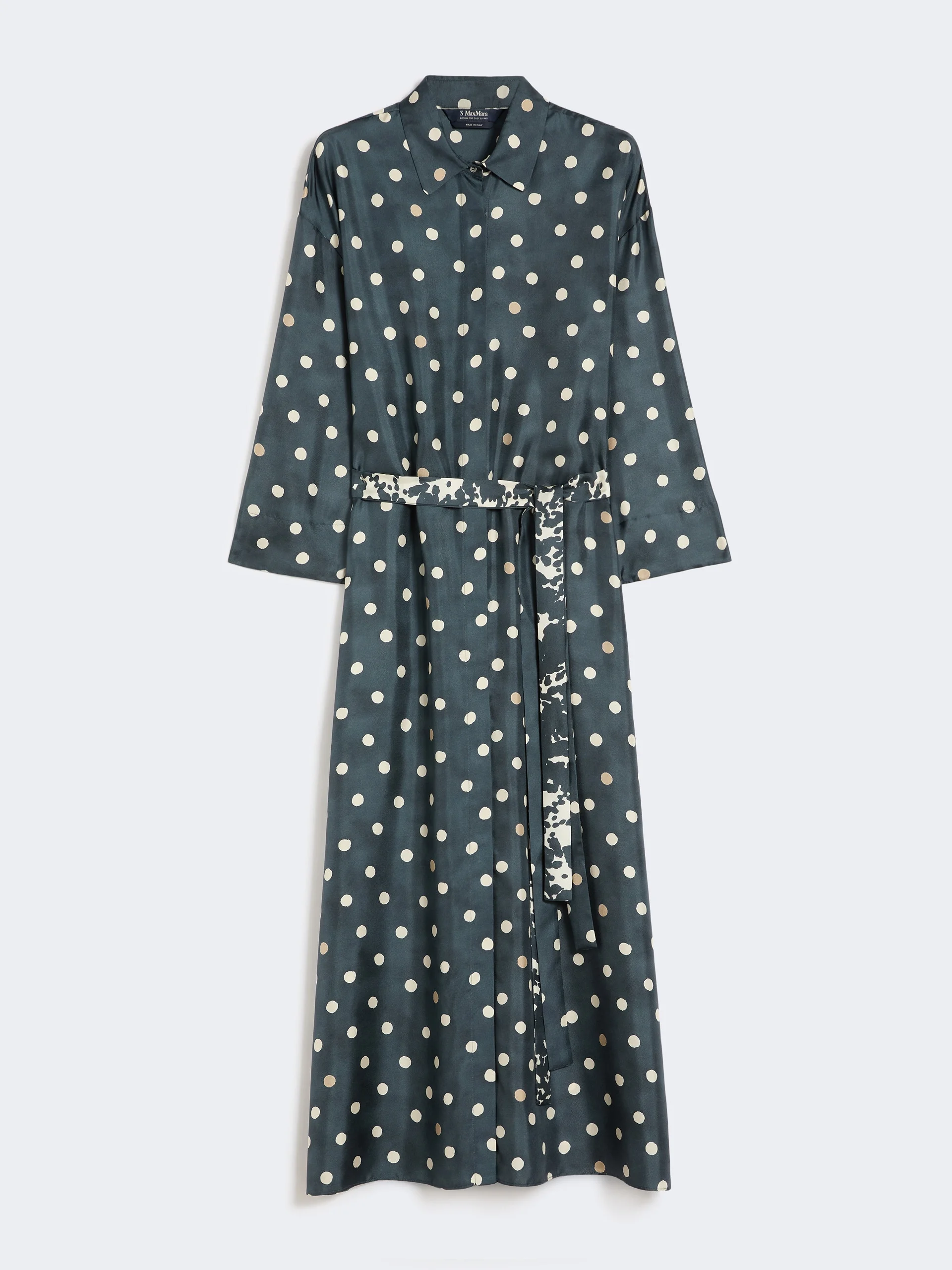 Printed silk twill dress - ULTRAMARINE - 1