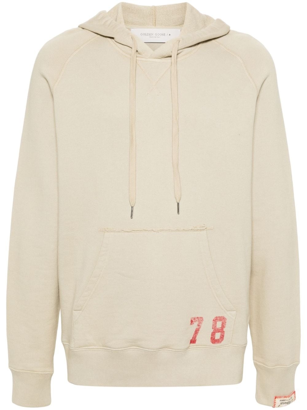 number-print cotton hoodie - 1