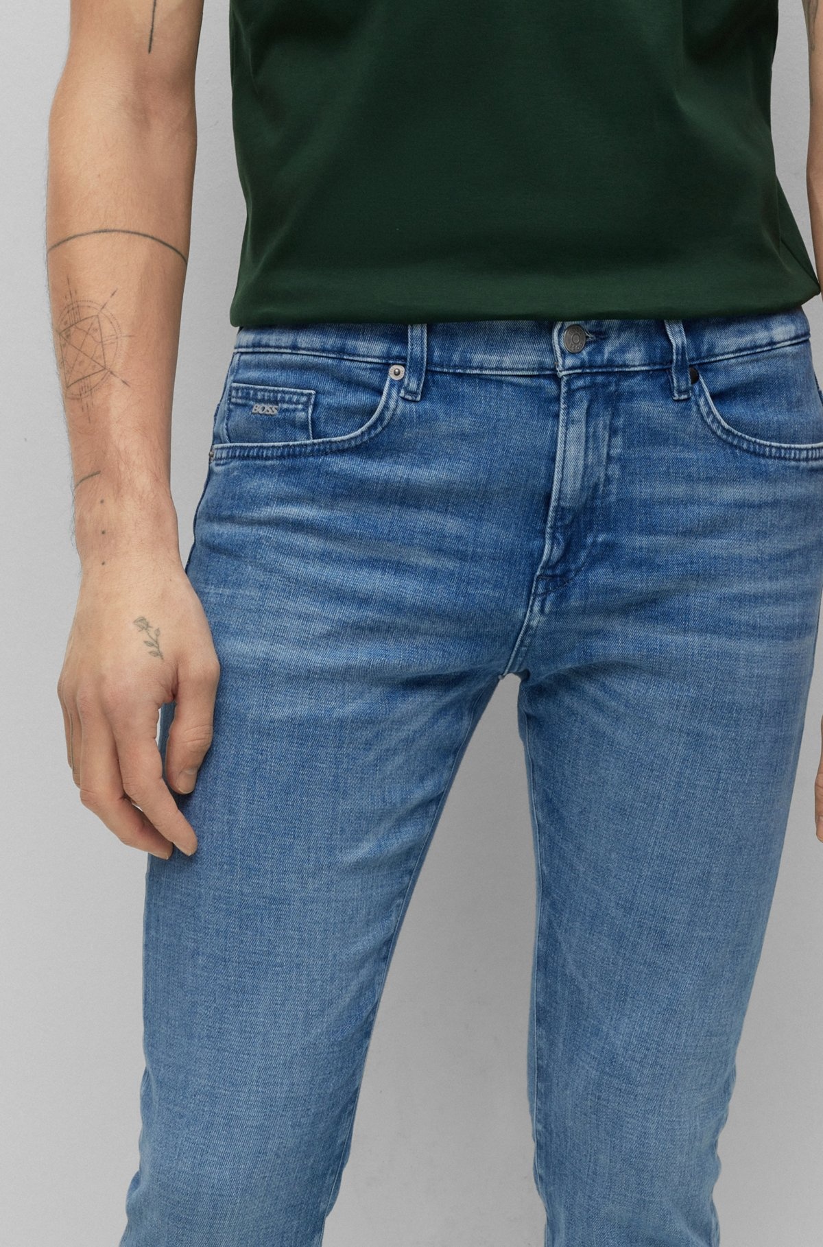 SLIM-FIT JEANS IN BLUE ITALIAN DENIM - 5
