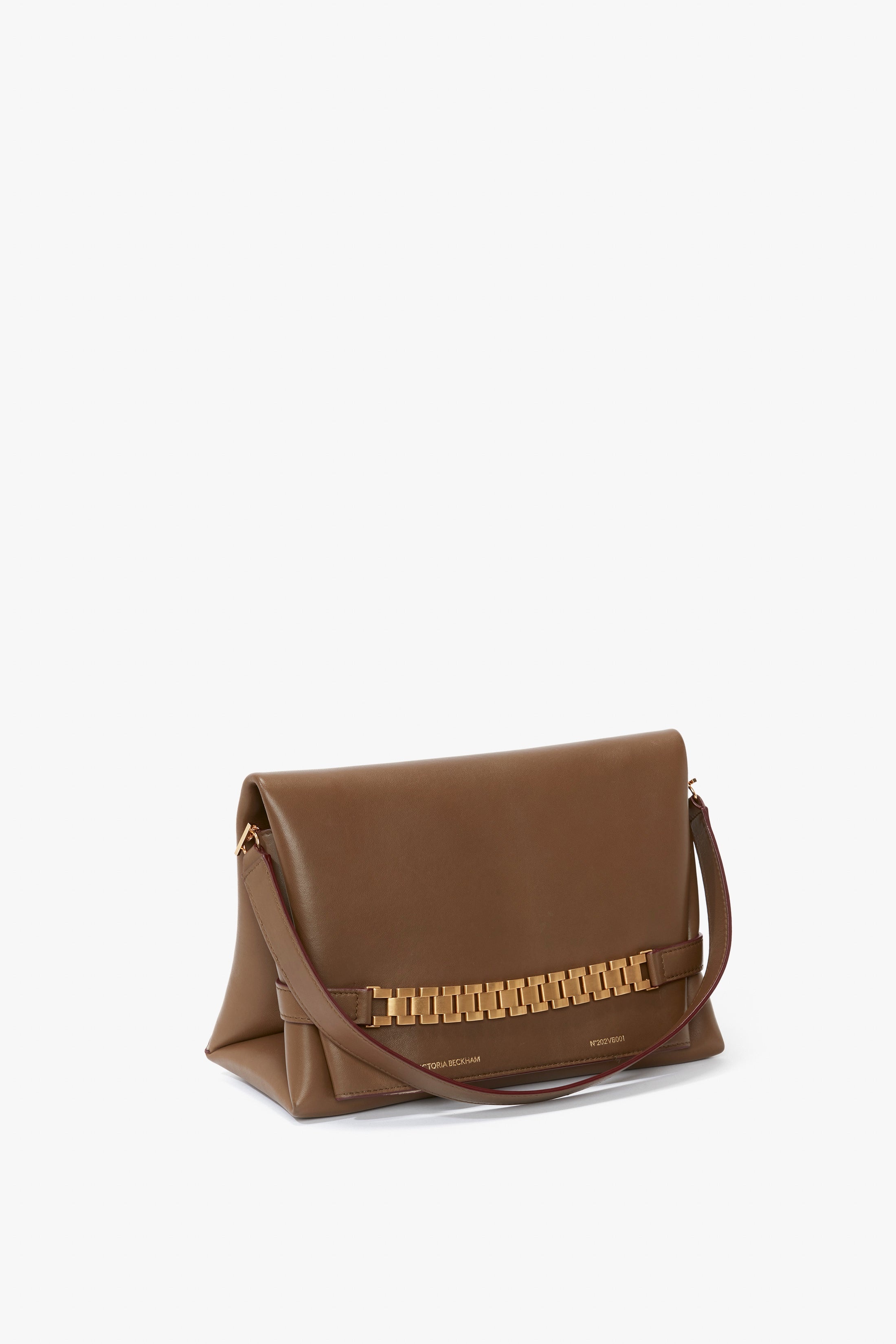 Chain Pouch With Strap In Khaki Leather - 6
